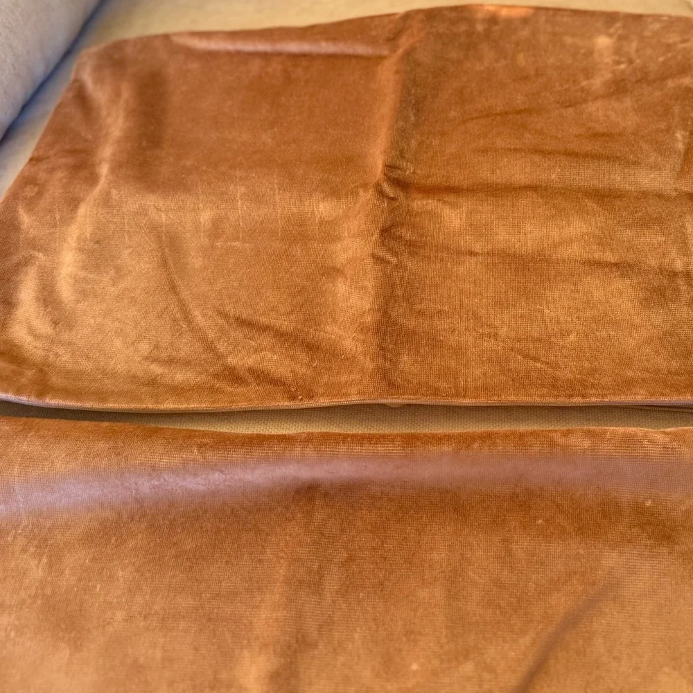 Williams Sonoma Blush and  Beige Linen Lumbar Pillow Covers Set